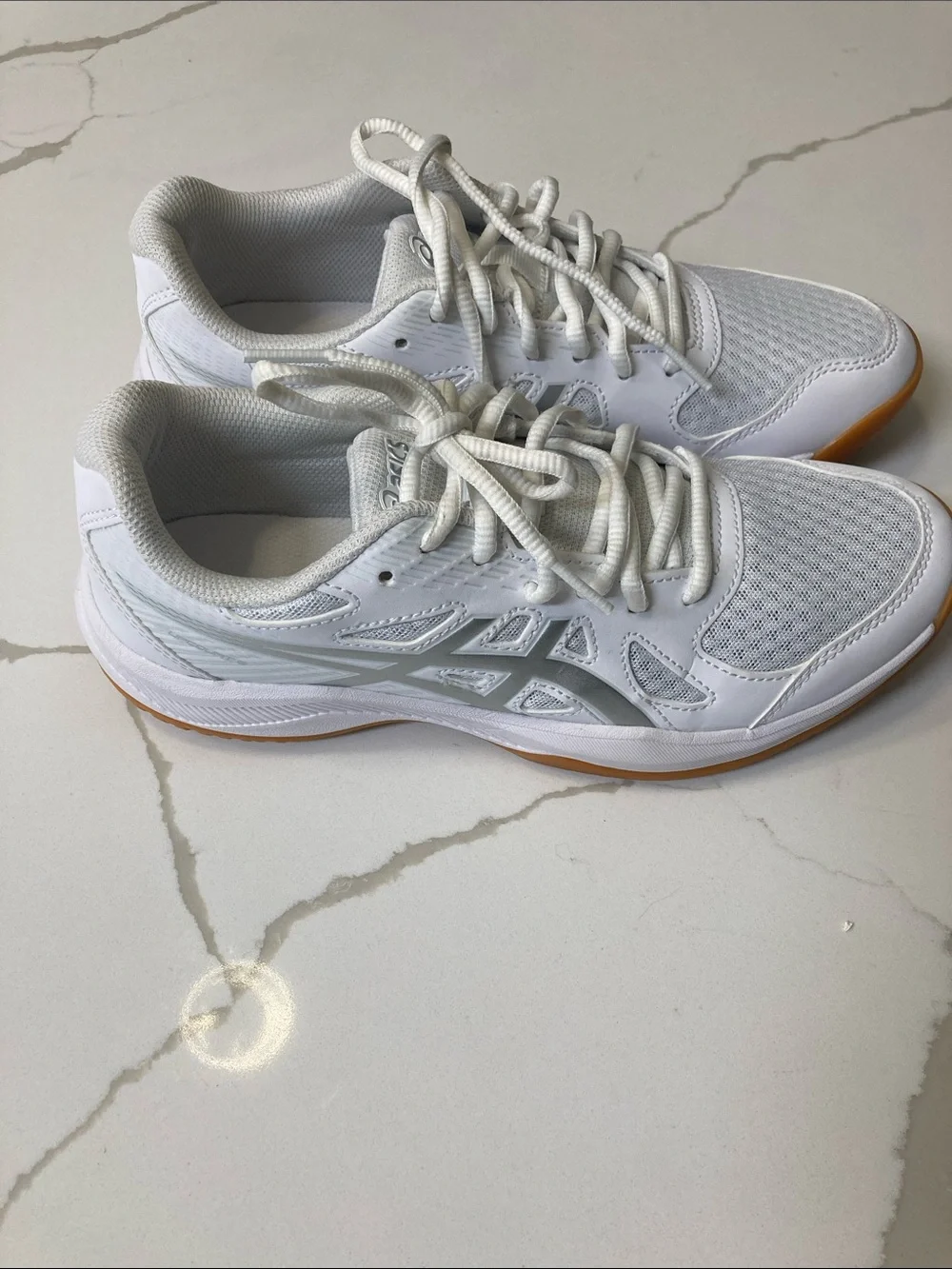 ASICS White Sneakers with Orange Sole Trim